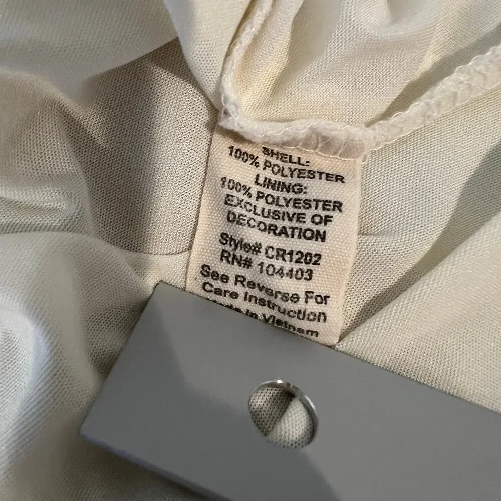 Sweet Wanderer Boho Midi Dress Cream Ruffle Sleeve Tie Waist Gold Size L - Picture 8 of 8